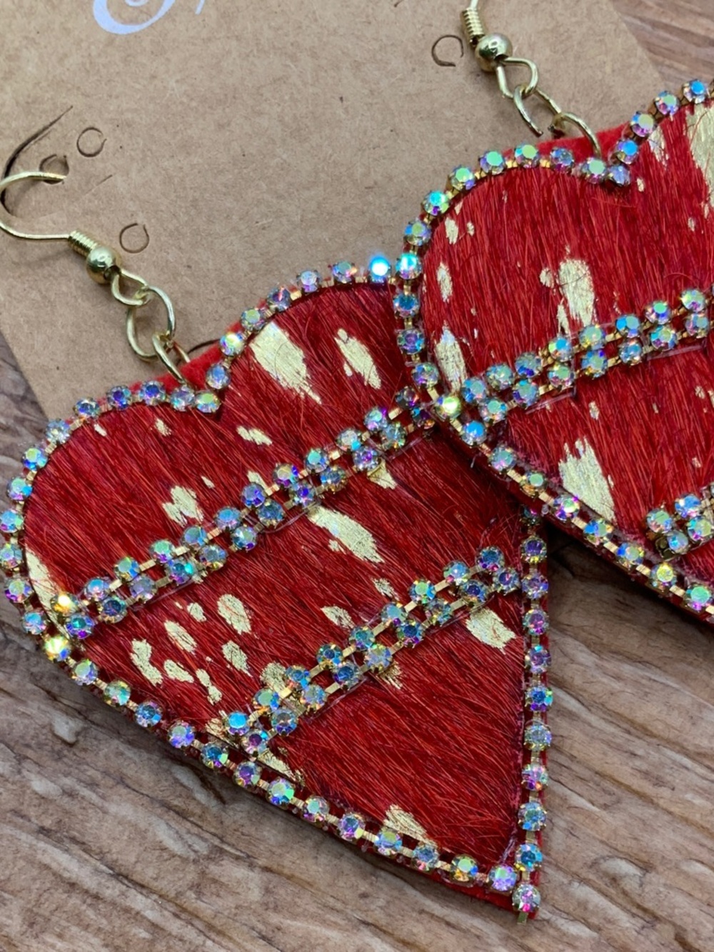 Plunder Design Miss Cupid Red and Gold Heart Fringe Drop Dangle Earrings